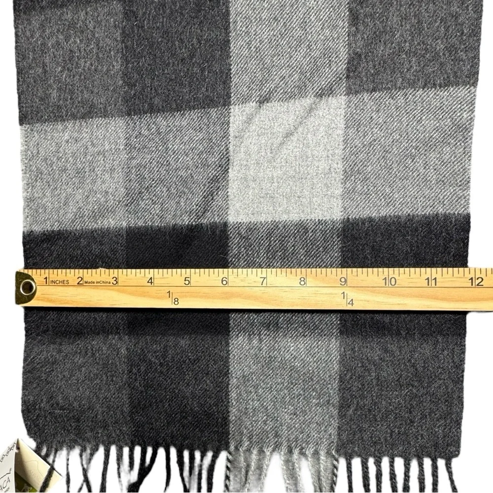 Classic Alpaca Buffalo Plaid Check Scarf NWT Black‎ White Gray Soft Warm Winter